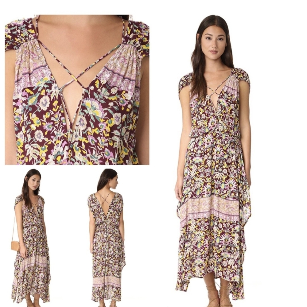 Free People Petra Maxi Dress Purple Size Small Flowy Boho Floral